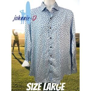 Johnnie-O Montage Top Shelf Button Up Shirt Gulf Blue Size L